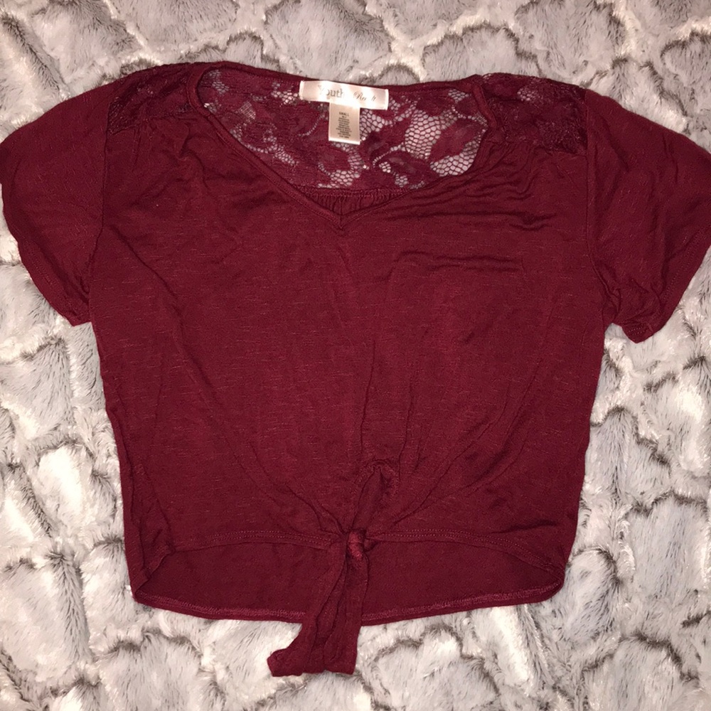 Girls front-tie lace shirt!!